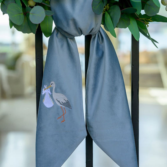 Stork Velvet Sash /  Bow - New