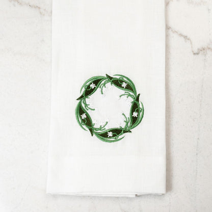Lily of the Valley Wreath Linen Towel - New