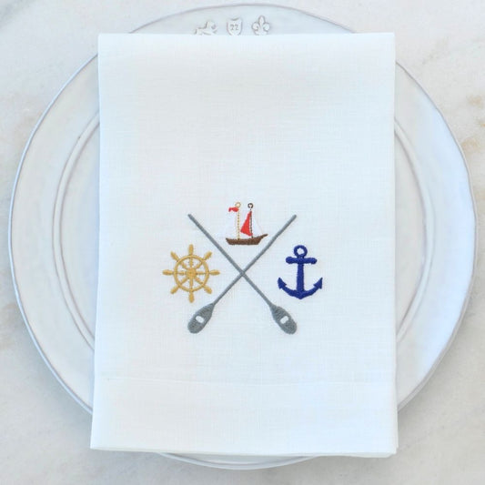 Nautical Crest Tri-Fold Linen Napkin - New