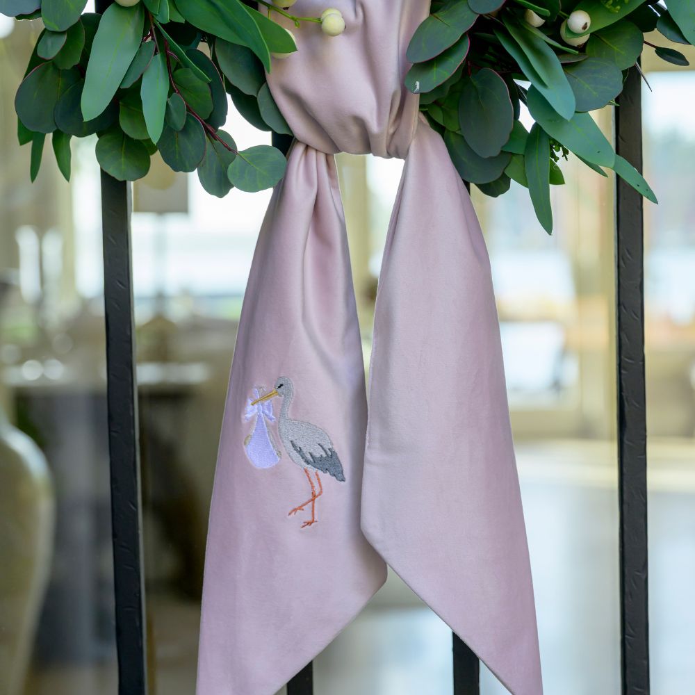 Stork Velvet Sash /  Bow - New