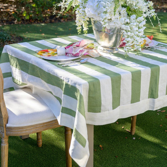 Portofino Bold Stripe Linen Table Square