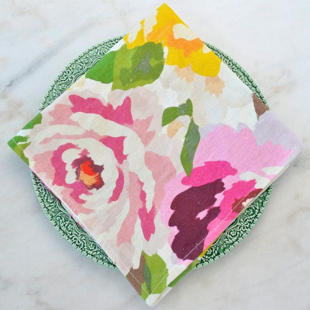 Crown Linen Portofino Summer Garden Large Linen Napkin — product silo