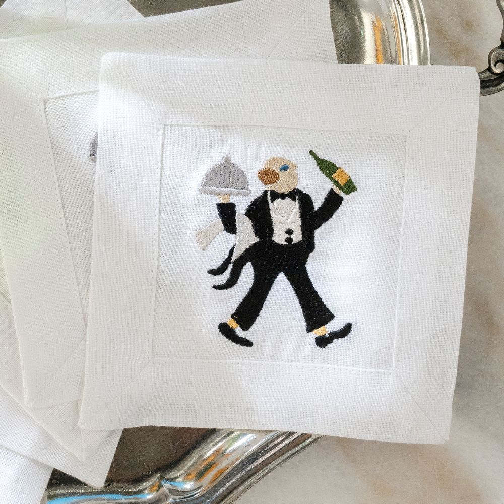 Tuxedo Toast Linen Cocktail Napkin Set - New