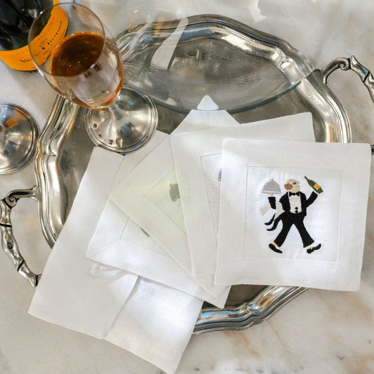 Tuxedo Toast Linen Cocktail Napkin Set - New