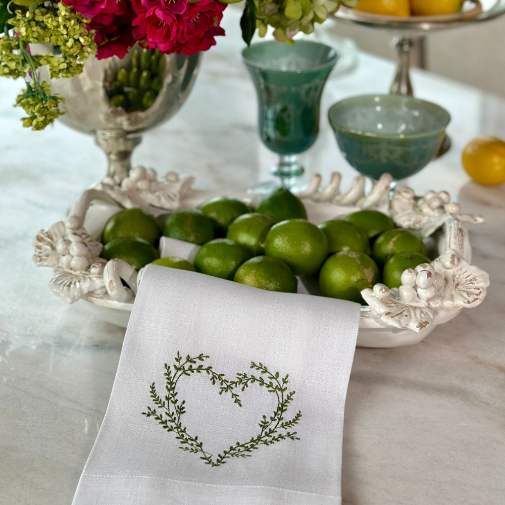 Vineyard Heart Linen Tri-Fold Napkin