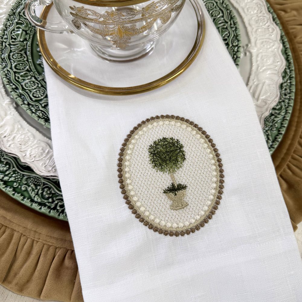 Rosemary Topiary Linen Towel - New