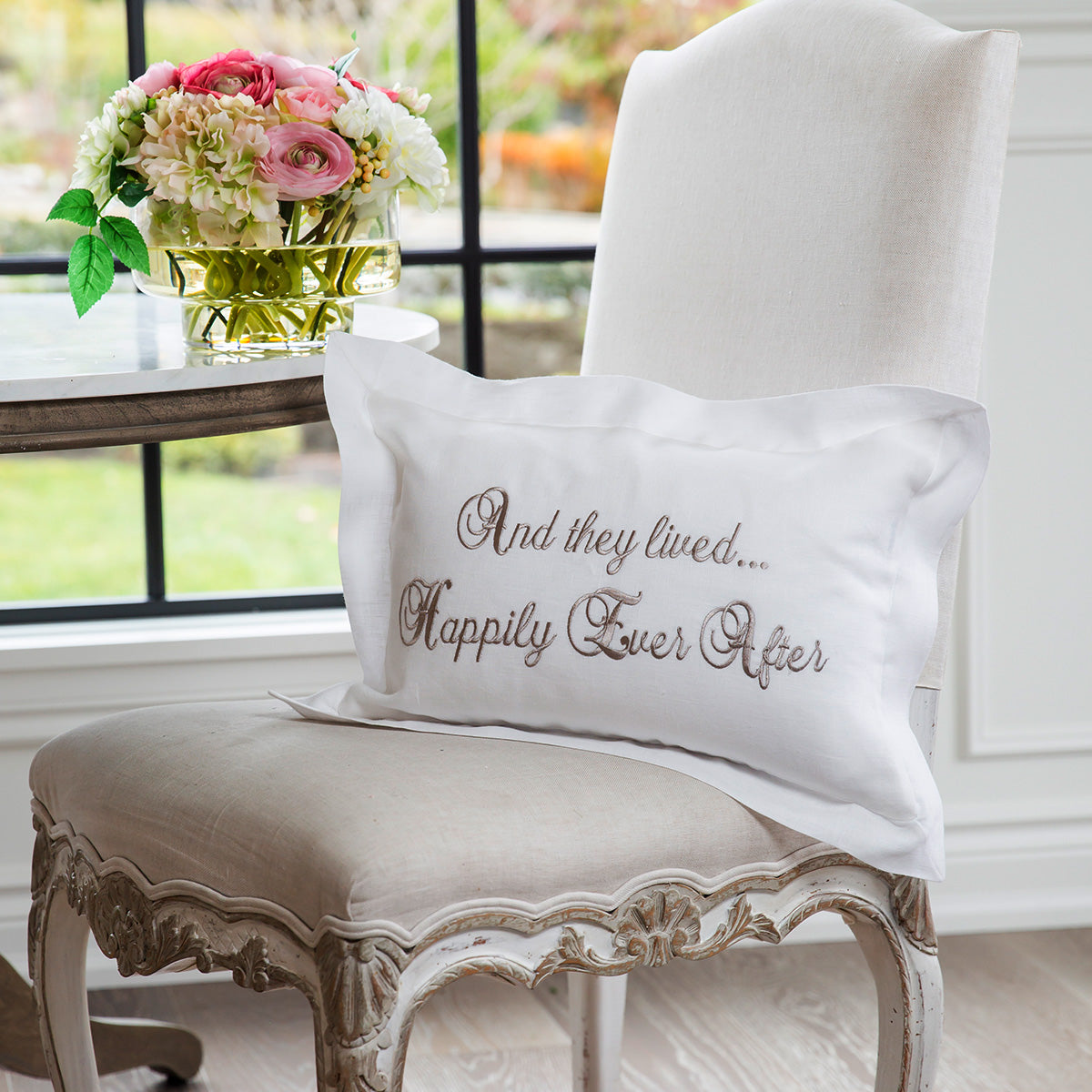 They Lived Happily Ever After Linen Decor Pillow