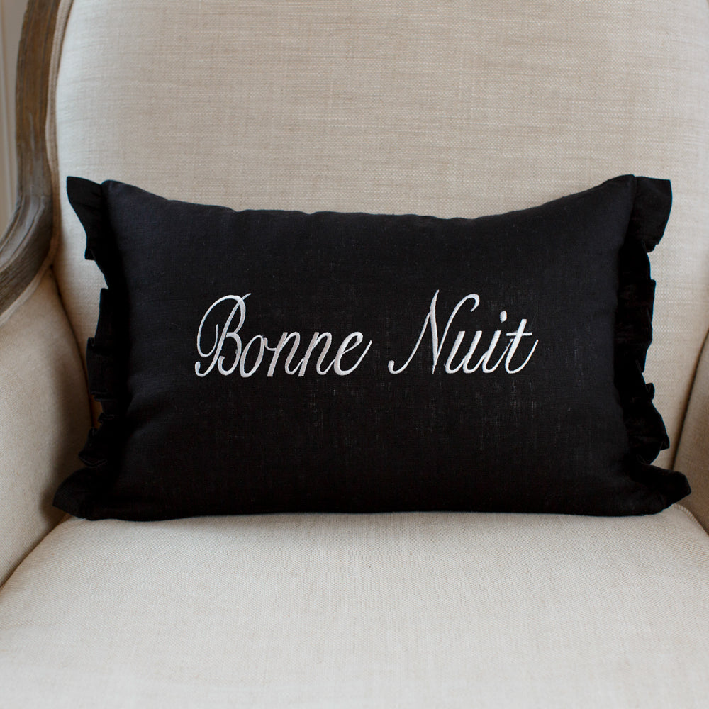 Bonjour/Bonne Nuit Linen Decor Pillow
