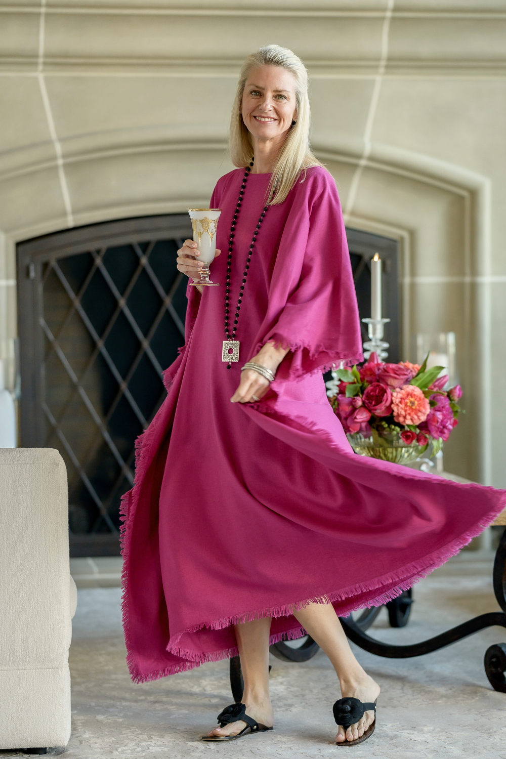 Eden Linen Kaftan | Fringe Cover-Up Dress in 4 Colors