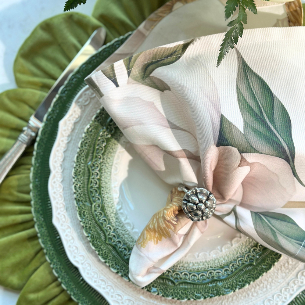 White Peony Italian Cotton Napkin