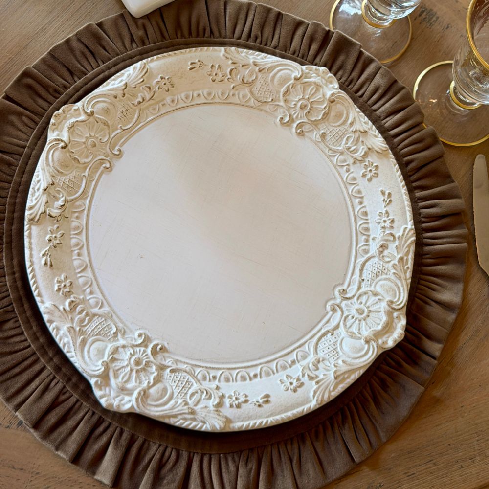 Round Ruffle Velvet Placemat 17" - Limited Edition Colors