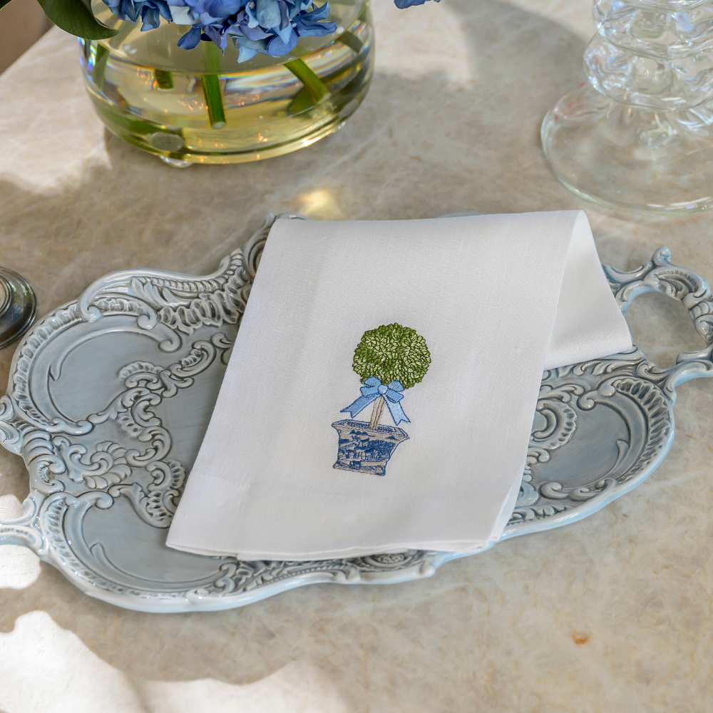 Chinoiserie Boxwood Linen Towel