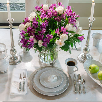 Splendido Round Reversible Placemat, Metallic Gold & Platinum