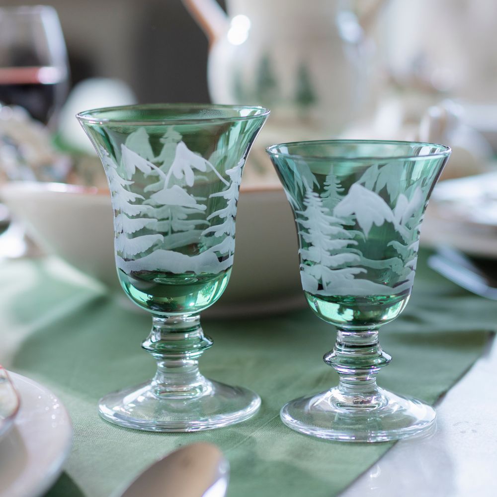 Rialto Winterscape Etched Pine Water/Wine Glass