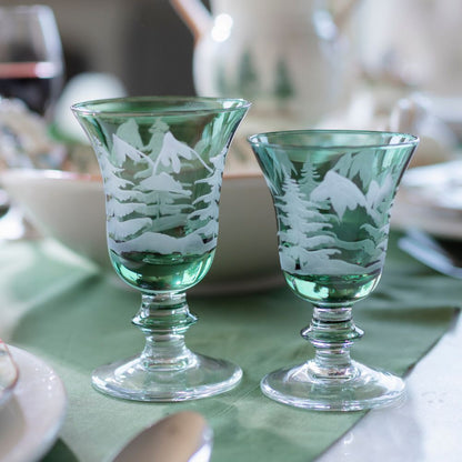 Rialto Winterscape Etched Pine Water/Wine Glass