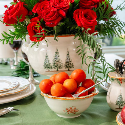 Natale Hand Painted Italian Ceramic Pedestal Bowl