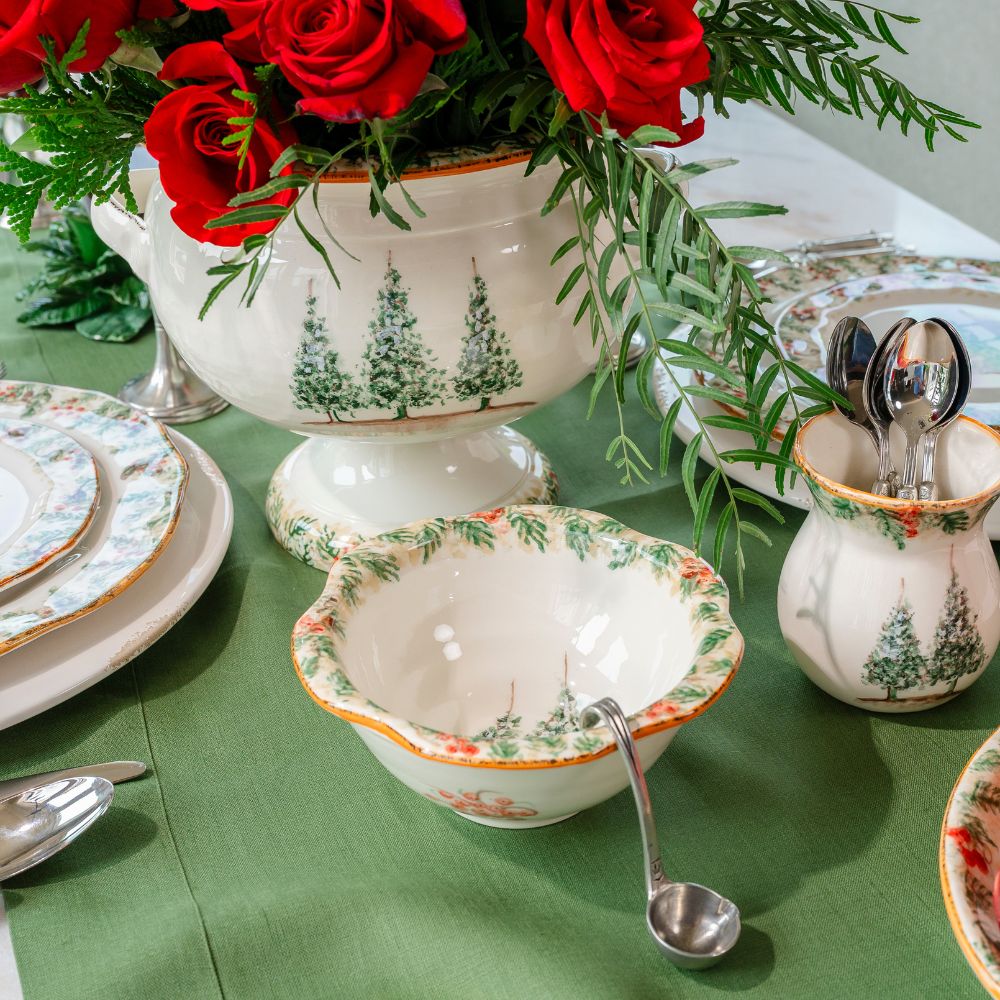 Natale Italian Ceramic Scalloped Bowl