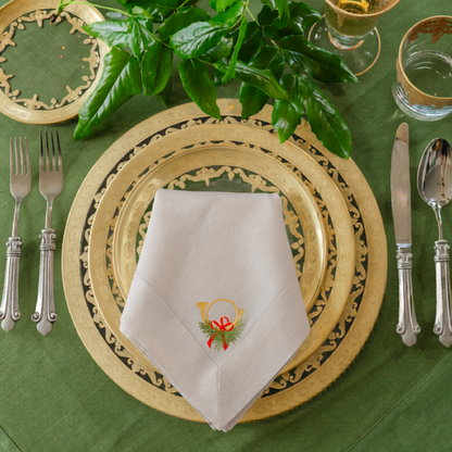 Holiday Horn with Bow Large Napkin