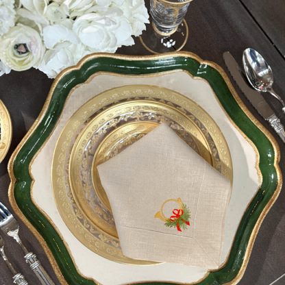 Holiday Horn with Bow Large Napkin
