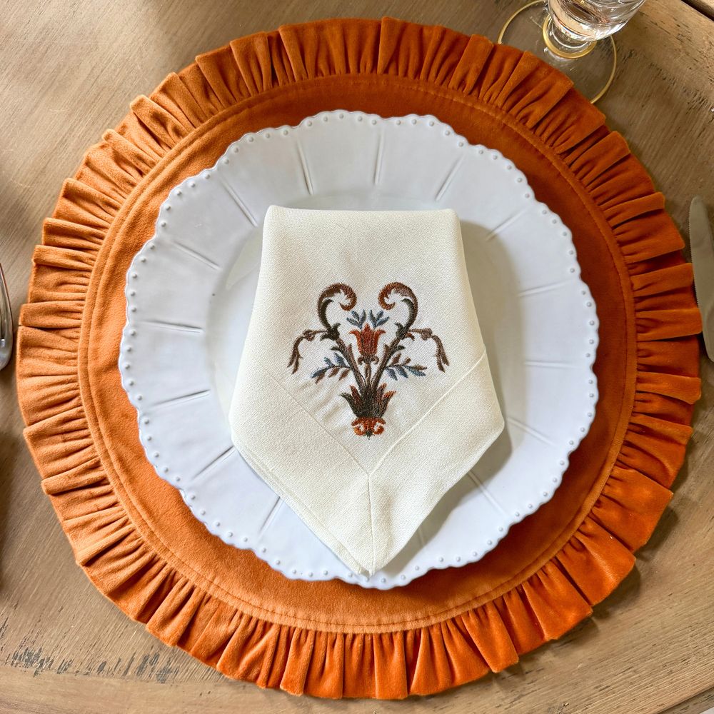 Round Ruffle Velvet Placemat 17" - Limited Edition Colors