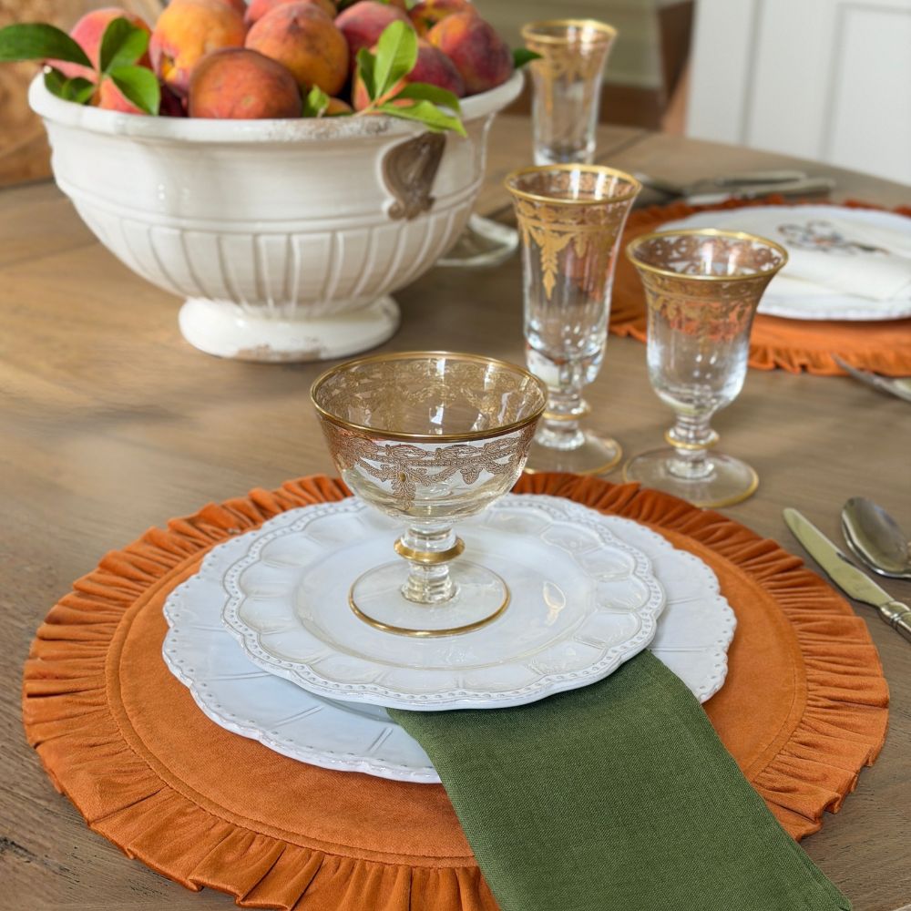 Round Ruffle Velvet Placemat 17" - Limited Edition Colors