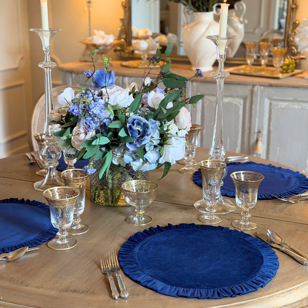 Round Ruffle Velvet Placemat 17" - Limited Edition Colors