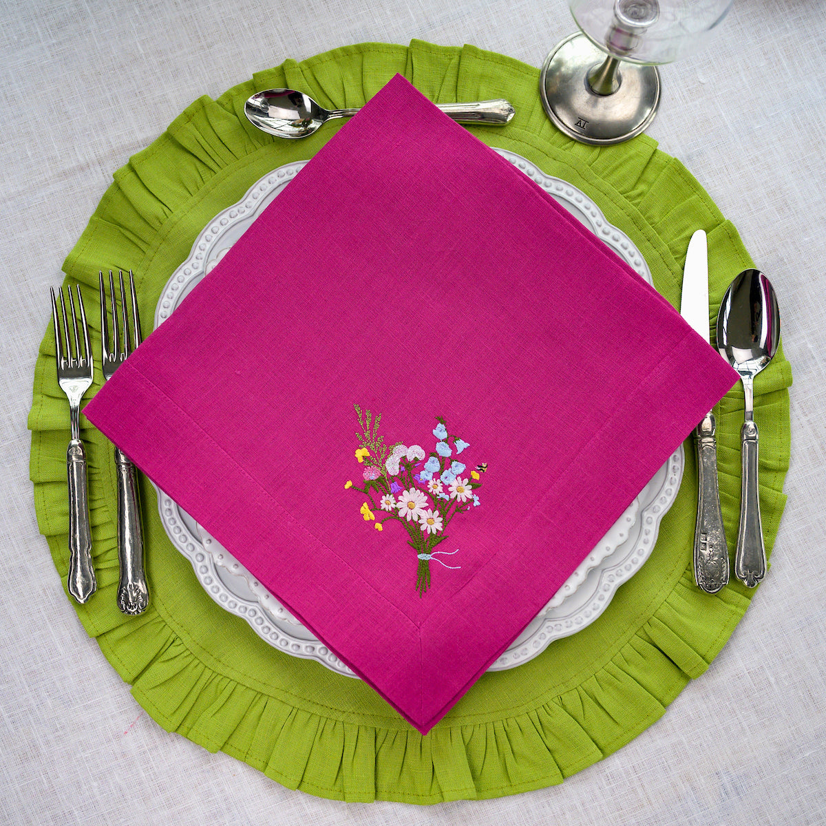 Round Ruffle Linen Placemat - New Colors