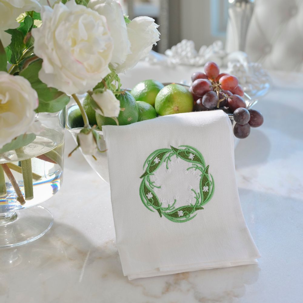 Lily of the Valley Wreath Linen Towel - New