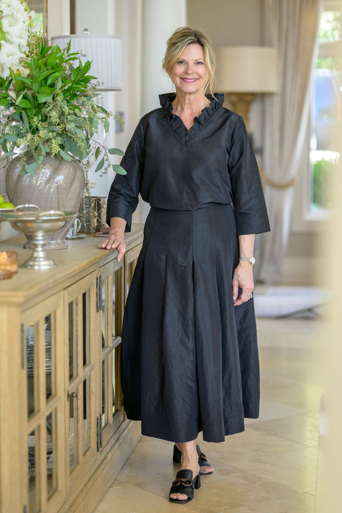 Darcy Black Taffeta Top - New