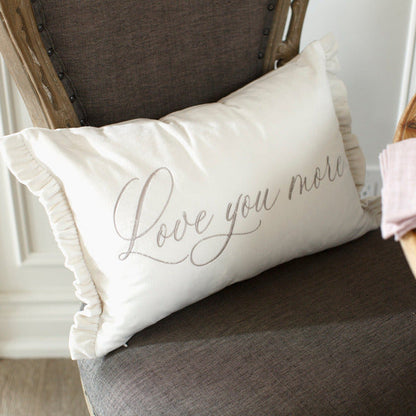Love You More Velvet Décor Pillow with Ruffle