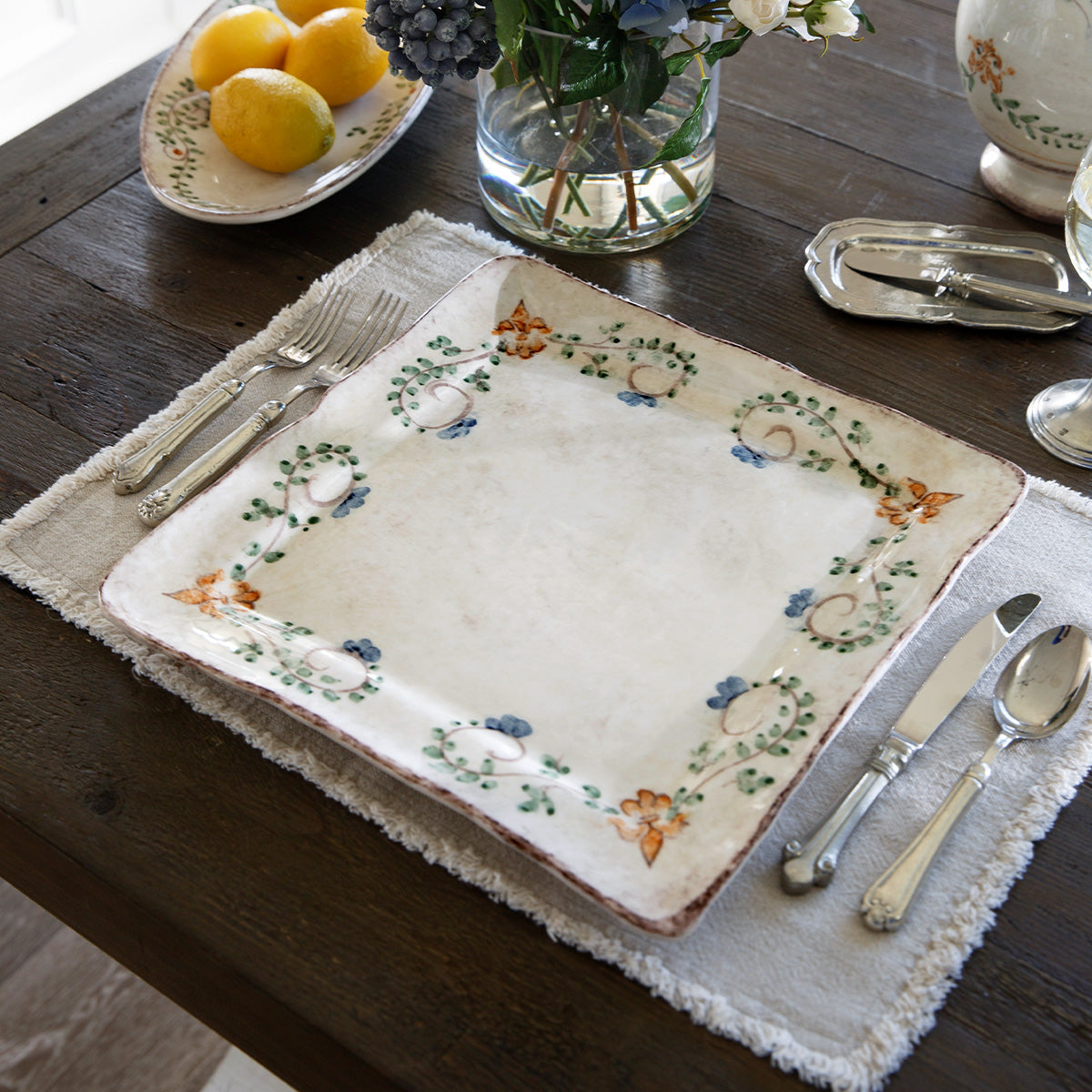 Medici Square Charger - Hand Painted Italian Ceramic 13.5