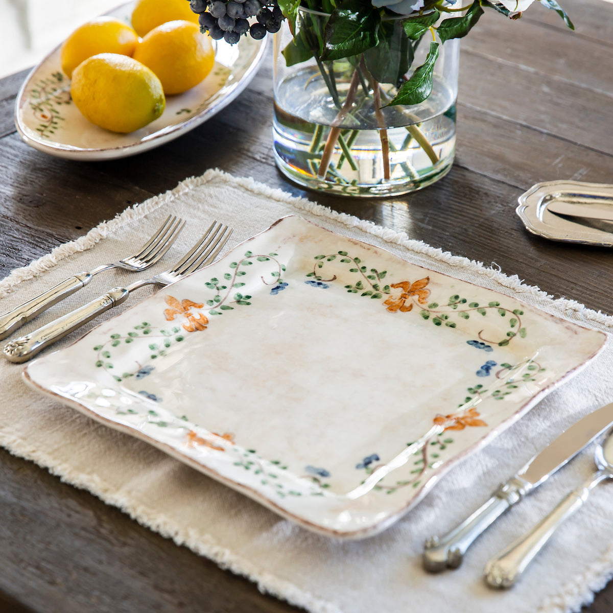 Medici Square Dinner Plate - Hand Painted Italian Ceramic 11