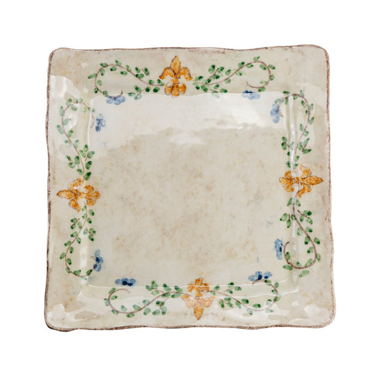 square Italian ceramic Medici dinner plate hand painted