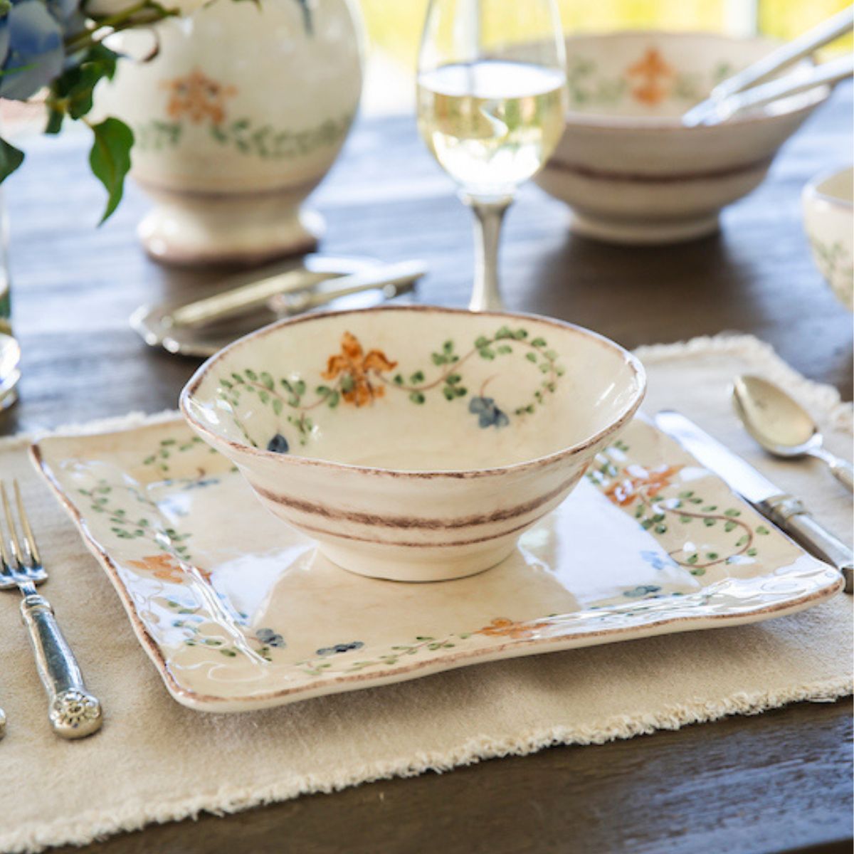 Medici Square Dinner Plate - Hand Painted Italian Ceramic 11