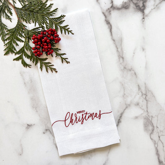 Merry Christmas Linen Towel