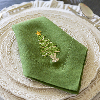 Tree with Gold Trim Large Linen Napkin