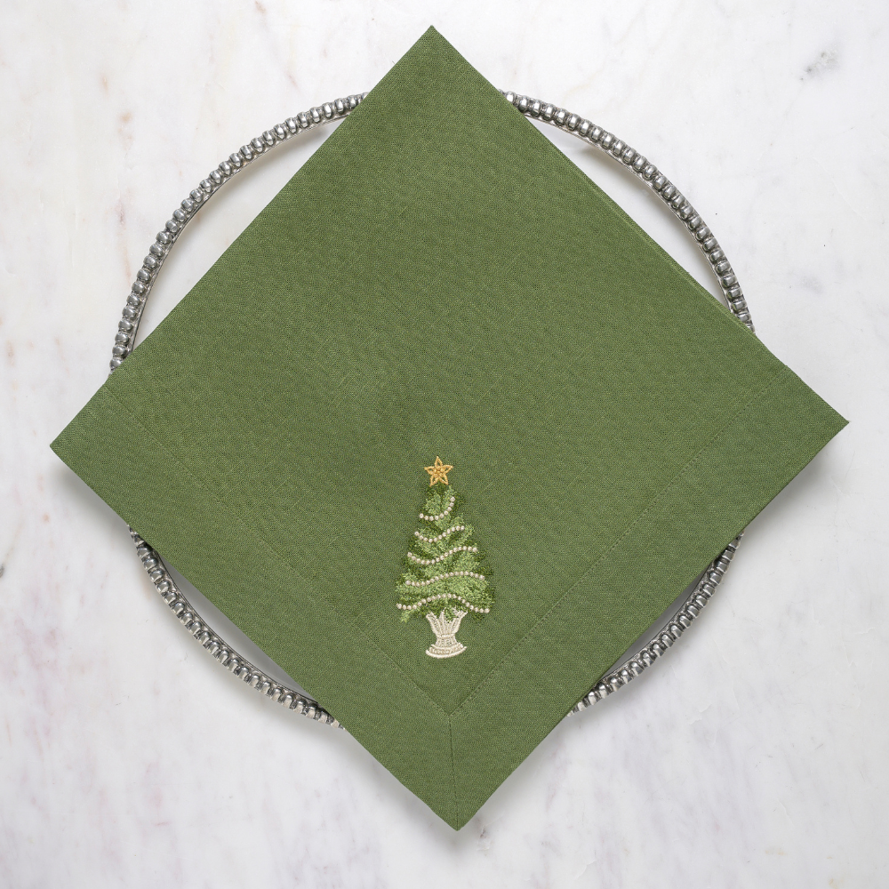 Tree with Gold Trim Large Linen Napkin