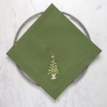 Tree with Gold Trim Large Linen Napkin