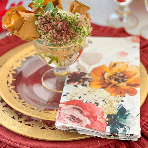 Serviette de table aquarelle florale d'automne