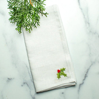 Holly Embroidered Napkin Set