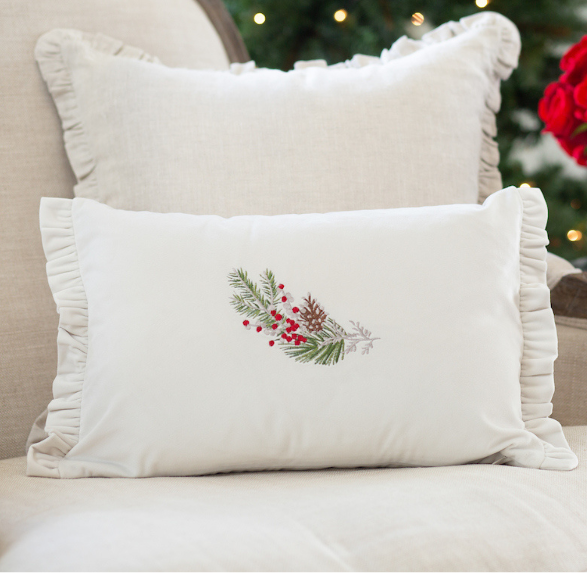 Natale Sprig Velvet Decor Pillow