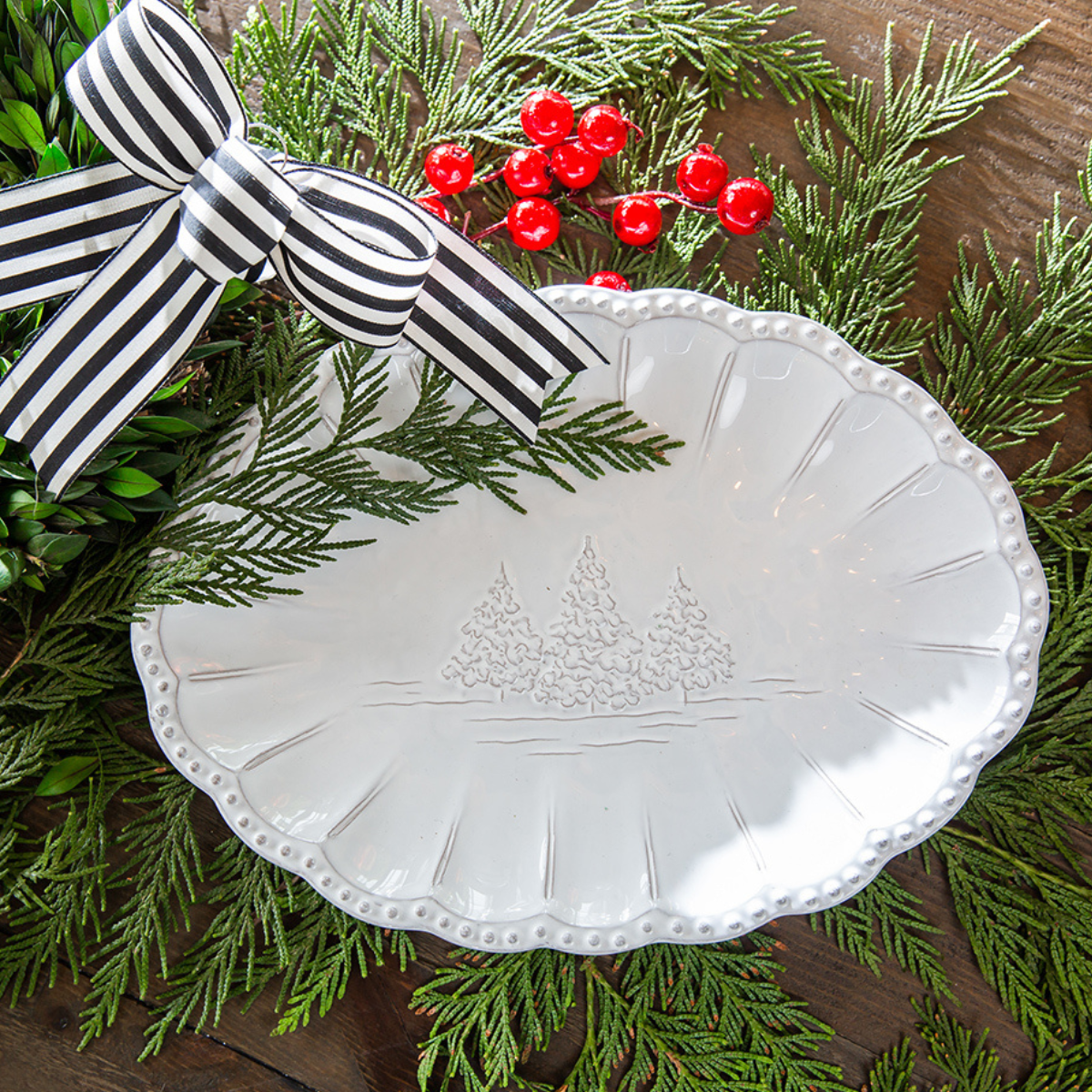 Bella Natale Beaded Oval Platter