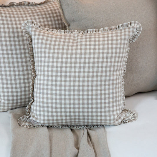 Checkered Linen Throw Pillow - Sale