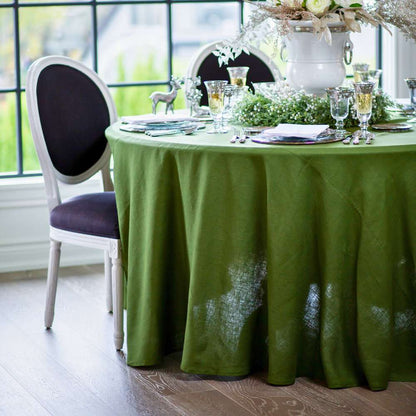 Solid 90" Round Linen Tablecloth