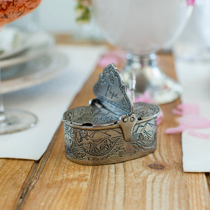 Tavola Salt & Pepper Cellar with Spoon on wooden table 