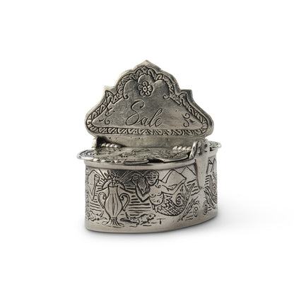 Tavola Salt & Pepper Cellar with Spoon featuring intricate carved details on white background