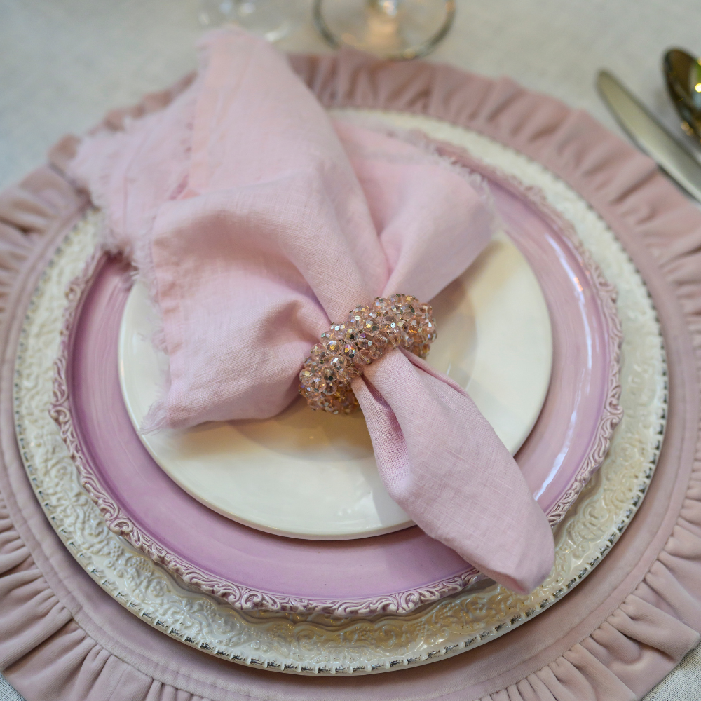 Large Linen Napkin with Fringe