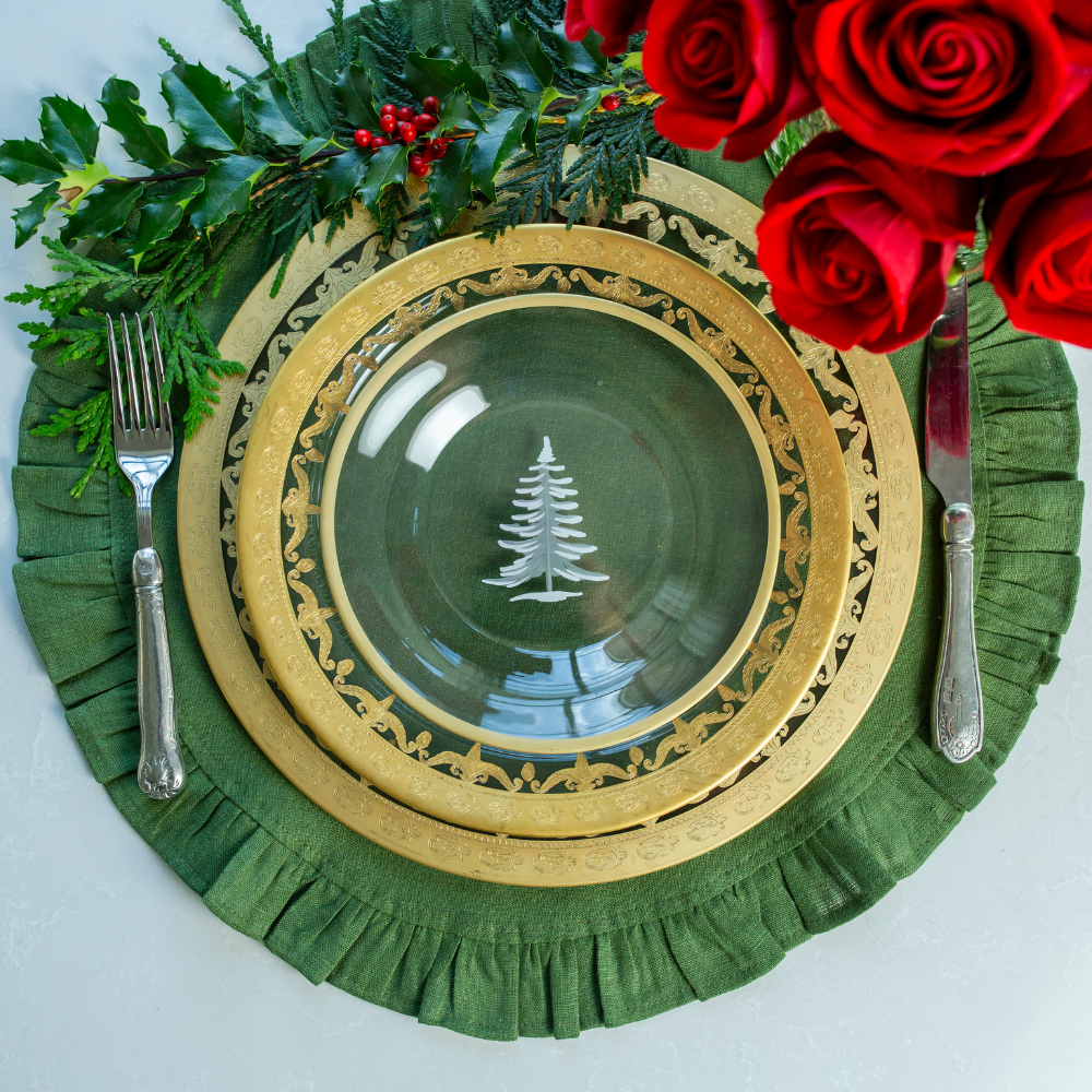 Gold Tree Plate Vetro Gold Etched Tree Plate - 24K Gold Italian Holiday Dinnerware ...