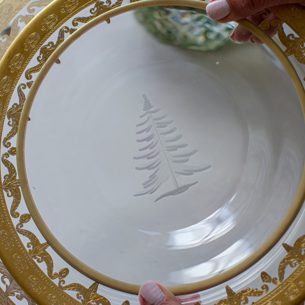 Vetro Gold Etched Tree Plate