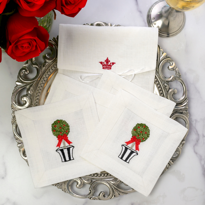 Holiday Topiary Cocktail Napkin Set - NEW